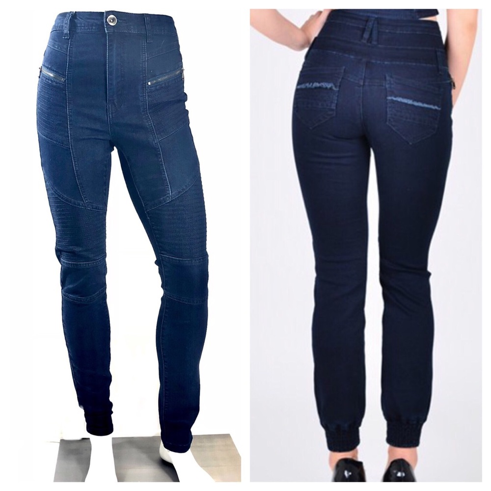 High Waist Moto Skinny Jeans